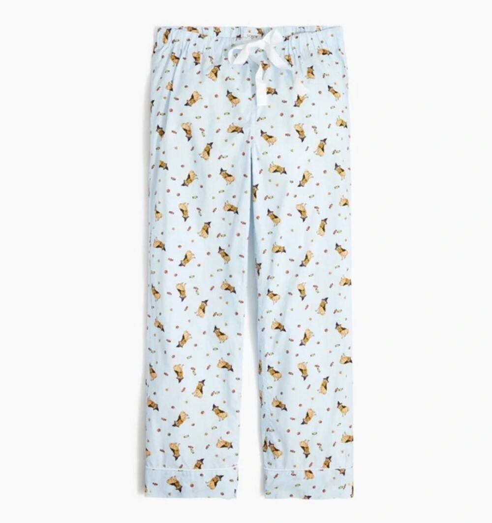 Light Blue Halloween Dog Print Golden Retriever J.Crew Pajama Capri Pants M